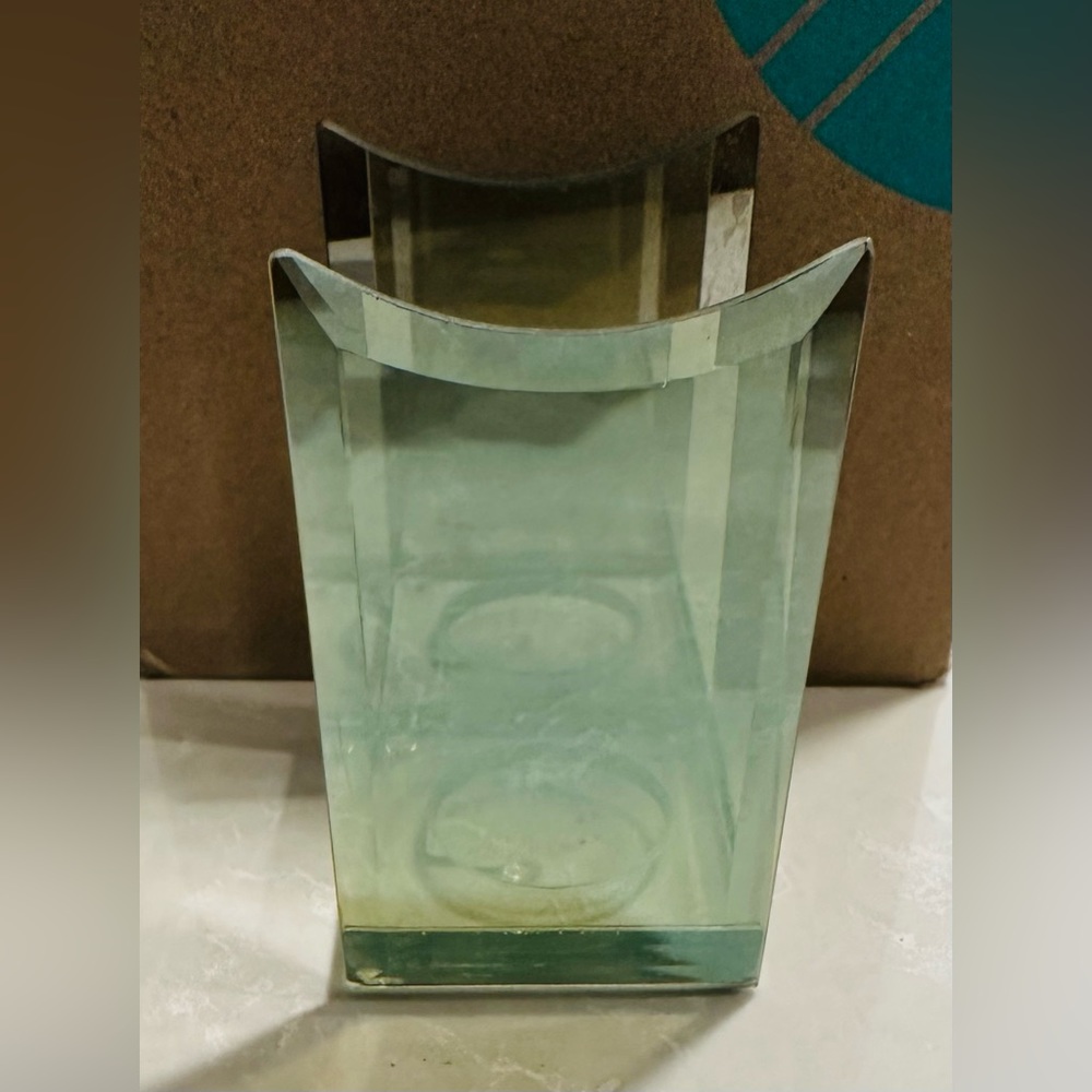 PARTYLITE two sided beveled glass votive candle holder, 4 3/4" X 2 3/4"